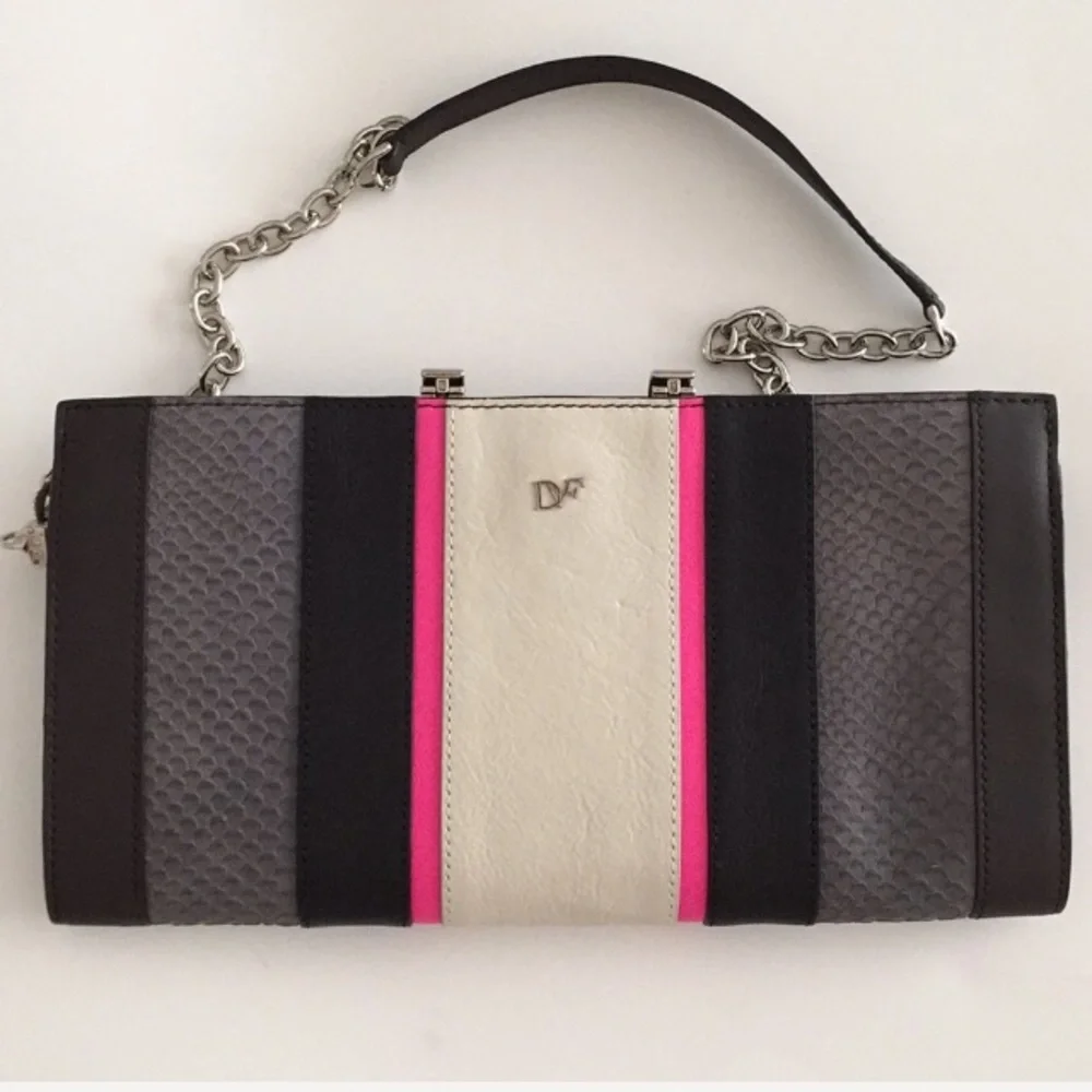 NWT Diane von Furstenberg Harper Leather Clutch Shoulder Bag